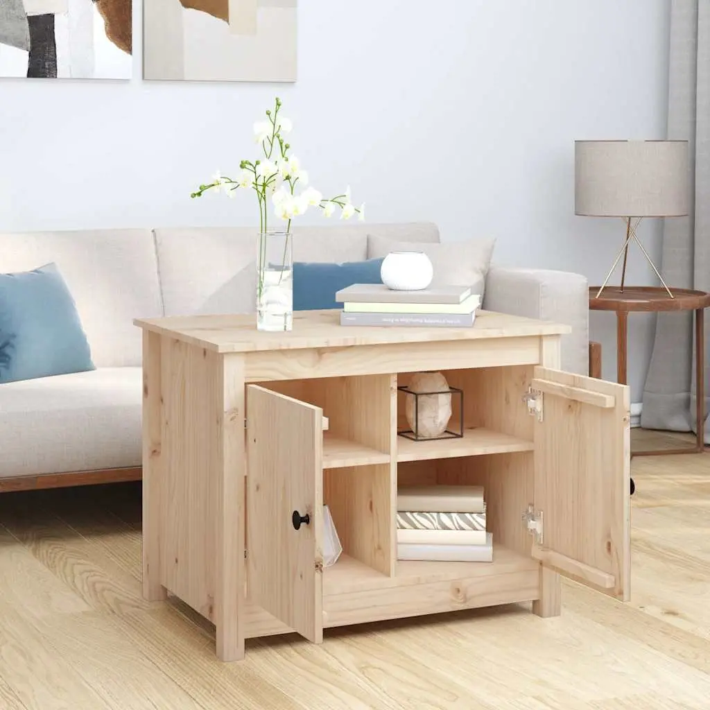 Solid Pine Wood Coffee Table with Storage Compartments