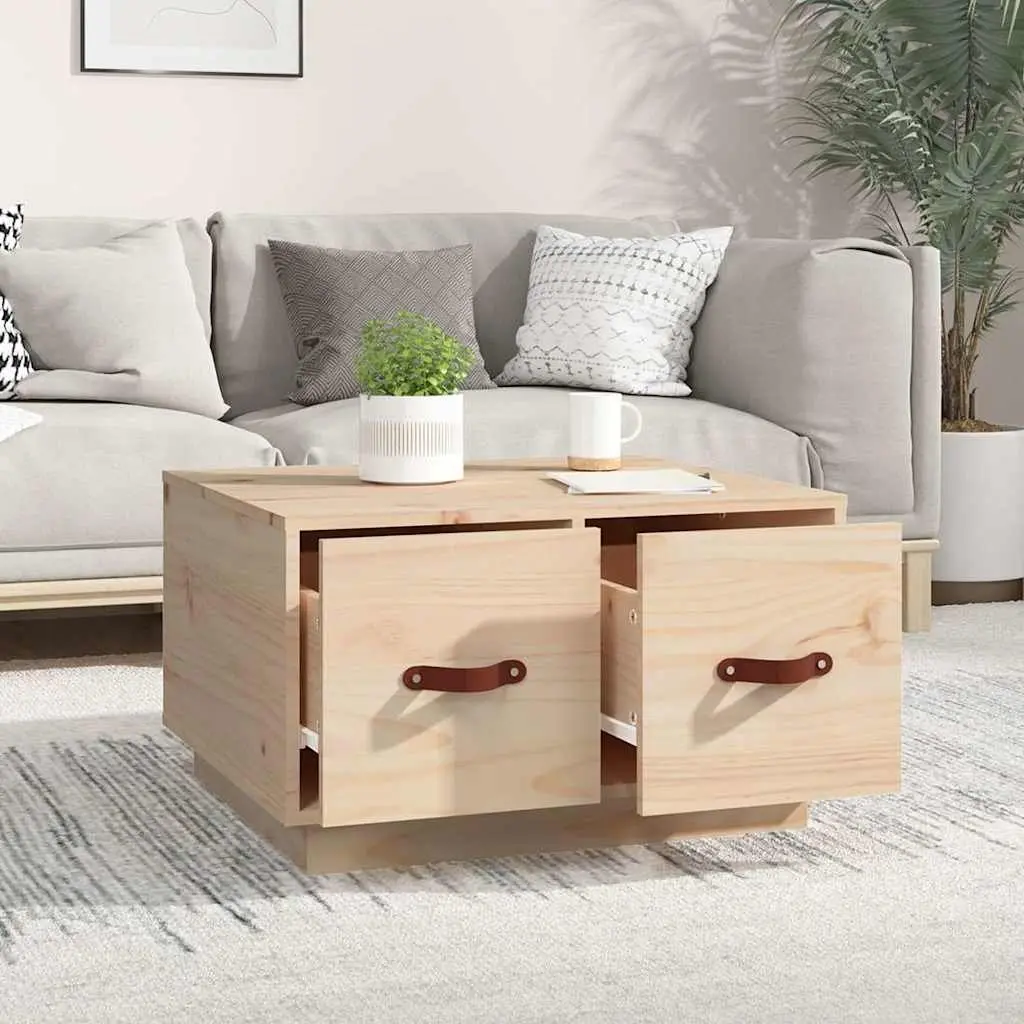 Solid Pine Wood Coffee Table 60x53x35 cm with 2 Drawers