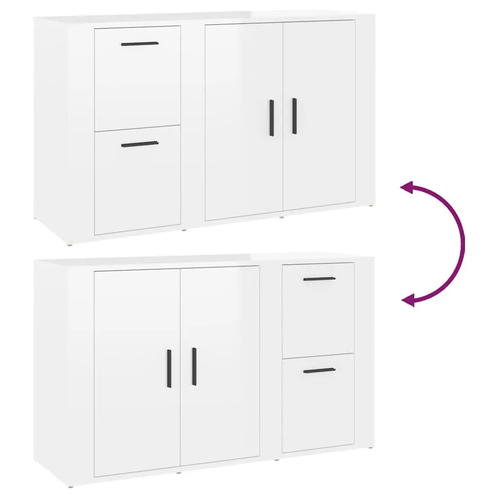 High Gloss White Sideboard Storage Cabinet for Home