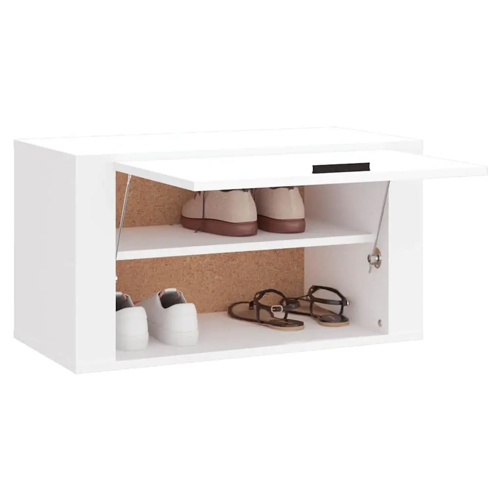 Wall-mounted Shoe Cabinet White 70x35x38 cm Storage Organiser Engineered Wood