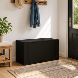 Black Wall-mounted Shoe Cabinet with Storage Capacity