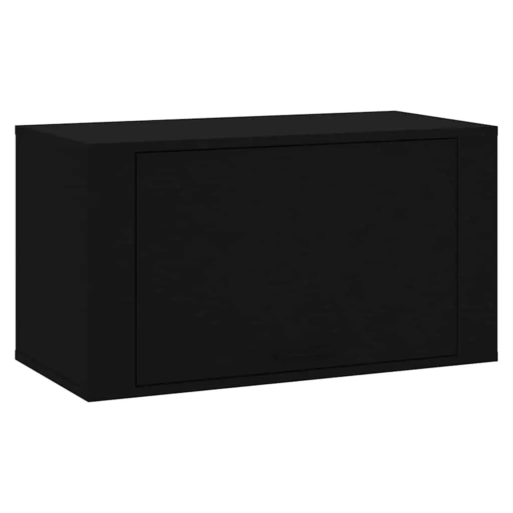 Black Wall-mounted Shoe Cabinet with Storage Capacity