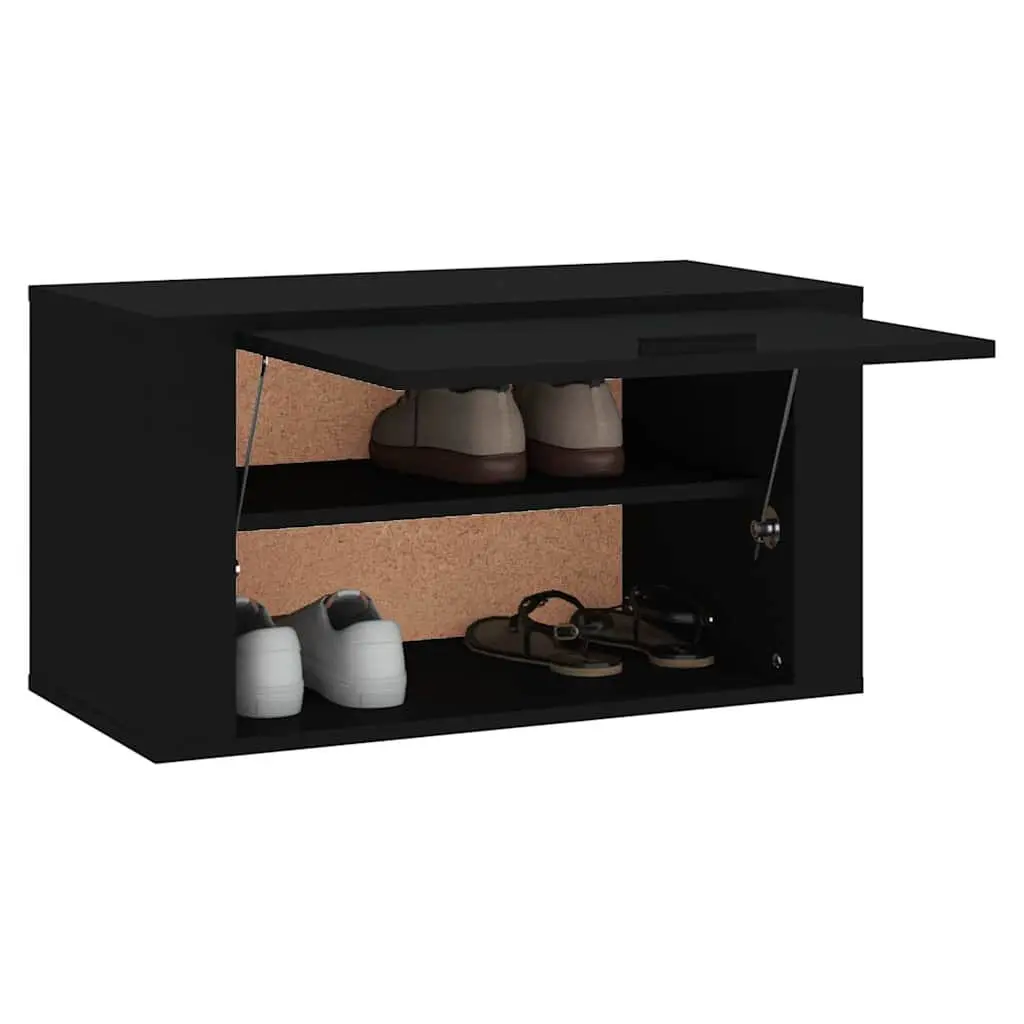 Black Wall-mounted Shoe Cabinet with Storage Capacity