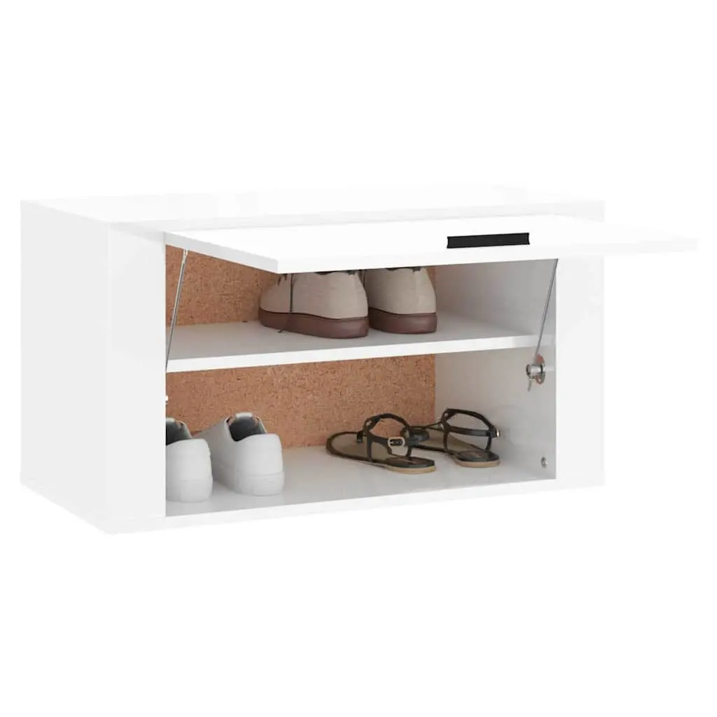 Wall-Mounted Shoe Cabinet in Glossy White