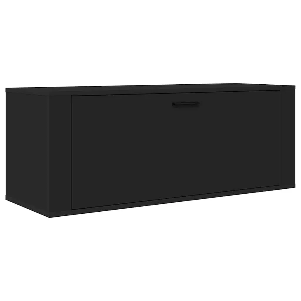 Black Engineered Wood Wall Shoe Cabinet with Drop-Down Door