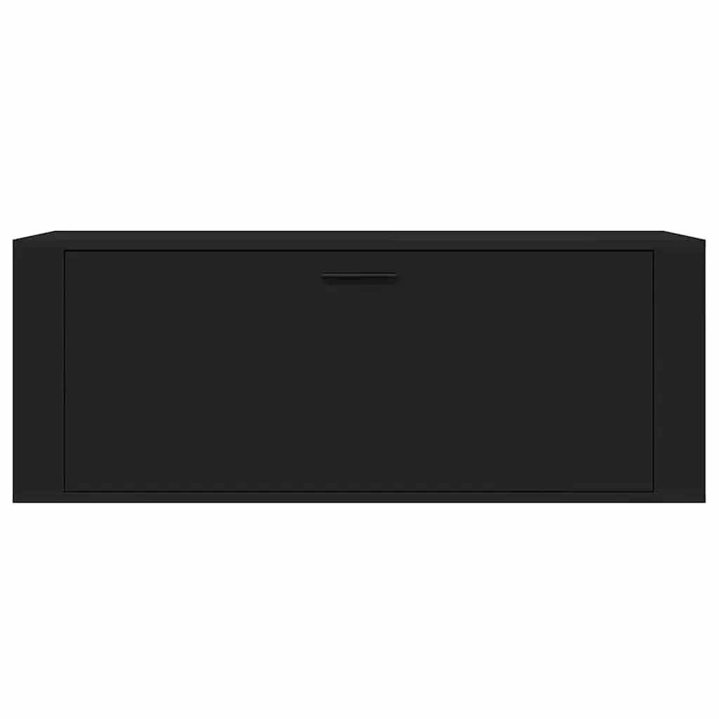 Black Engineered Wood Wall Shoe Cabinet with Drop-Down Door