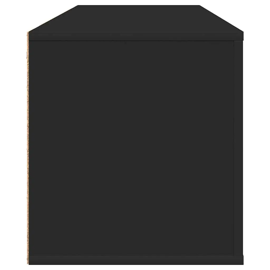 Black Engineered Wood Wall Shoe Cabinet with Drop-Down Door