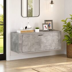 Compact Grey Engineered Wood Wall Shoe Cabinet