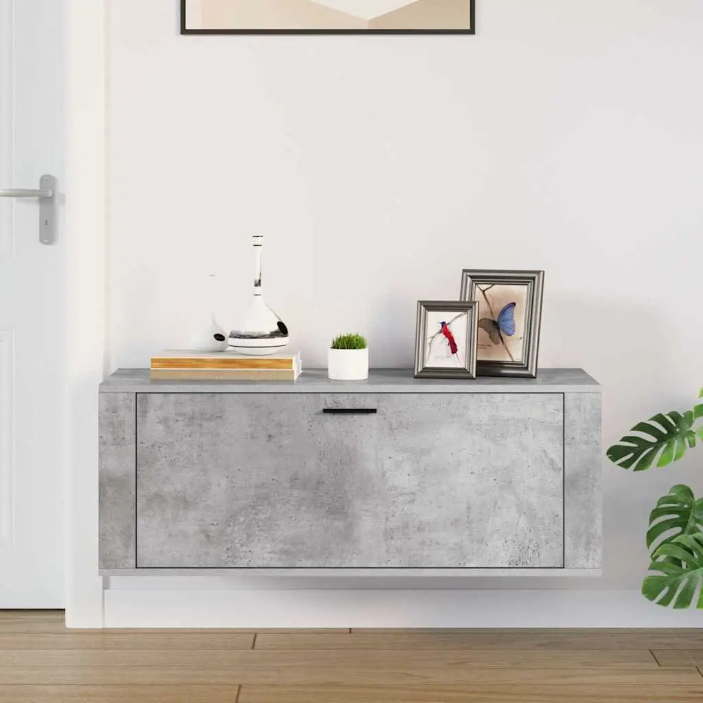 Grey Engineered Wood Wall Shoe Cabinet