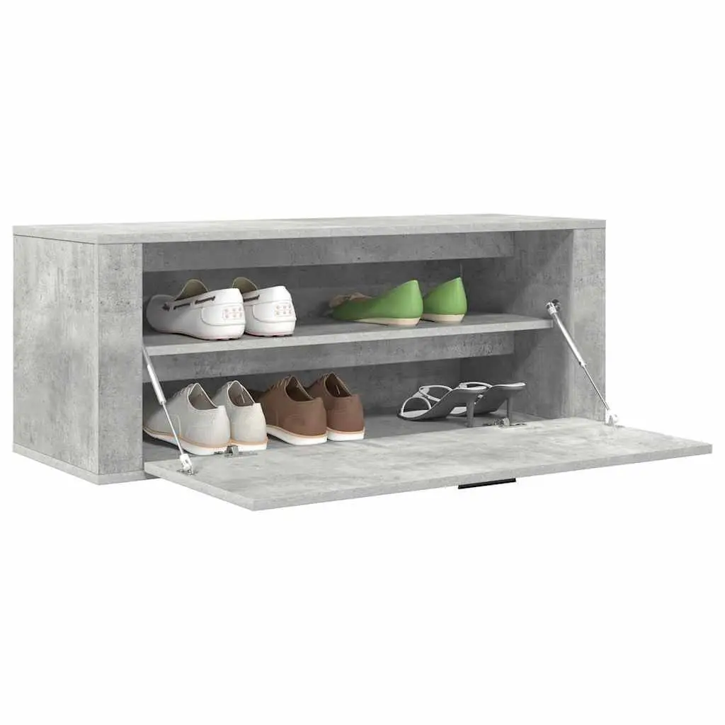 Grey Engineered Wood Wall Shoe Cabinet