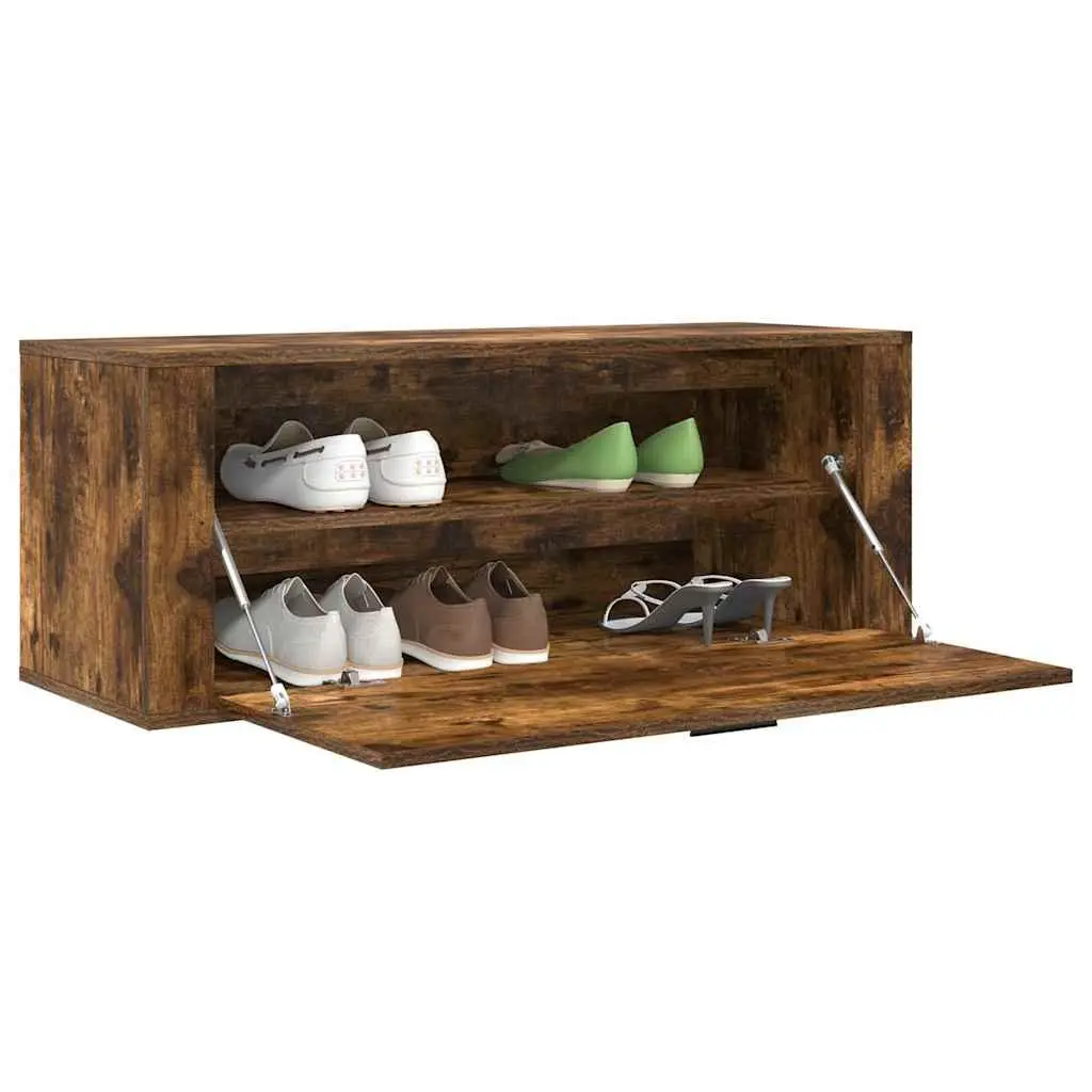 Wall-Mounted Shoe Cabinet with 2 Compartments
