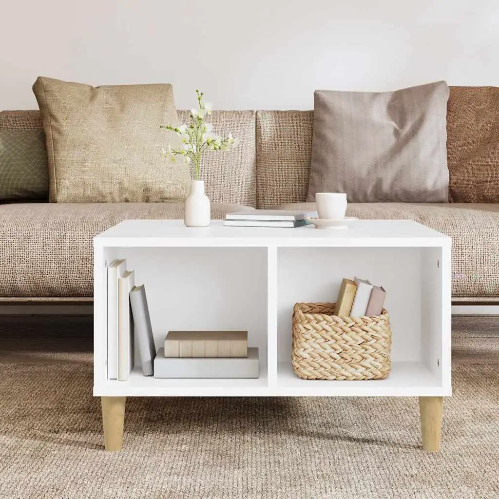 White Coffee Table with 4 Storage Compartments