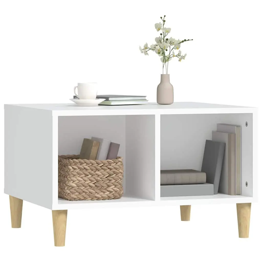 White Coffee Table with 4 Storage Compartments