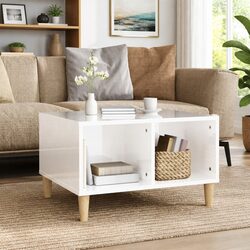 High Gloss White Coffee Table with Open Storage