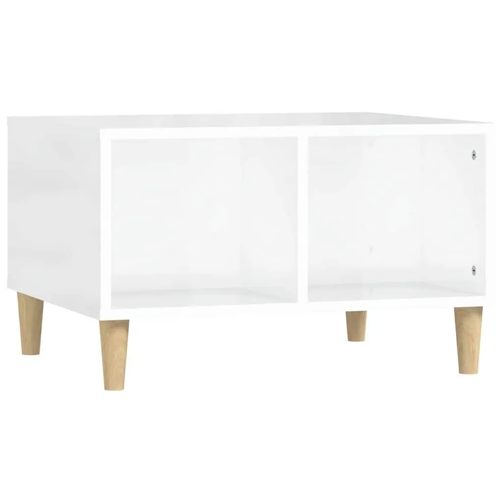 High Gloss White Coffee Table with Open Storage