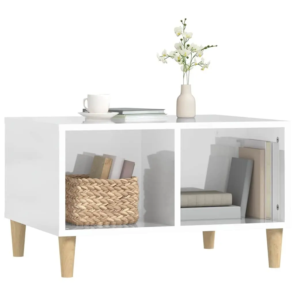 High Gloss White Coffee Table with Open Storage