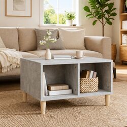 Stylish Grey Coffee Table with Storage, 60x50x36.5 cm