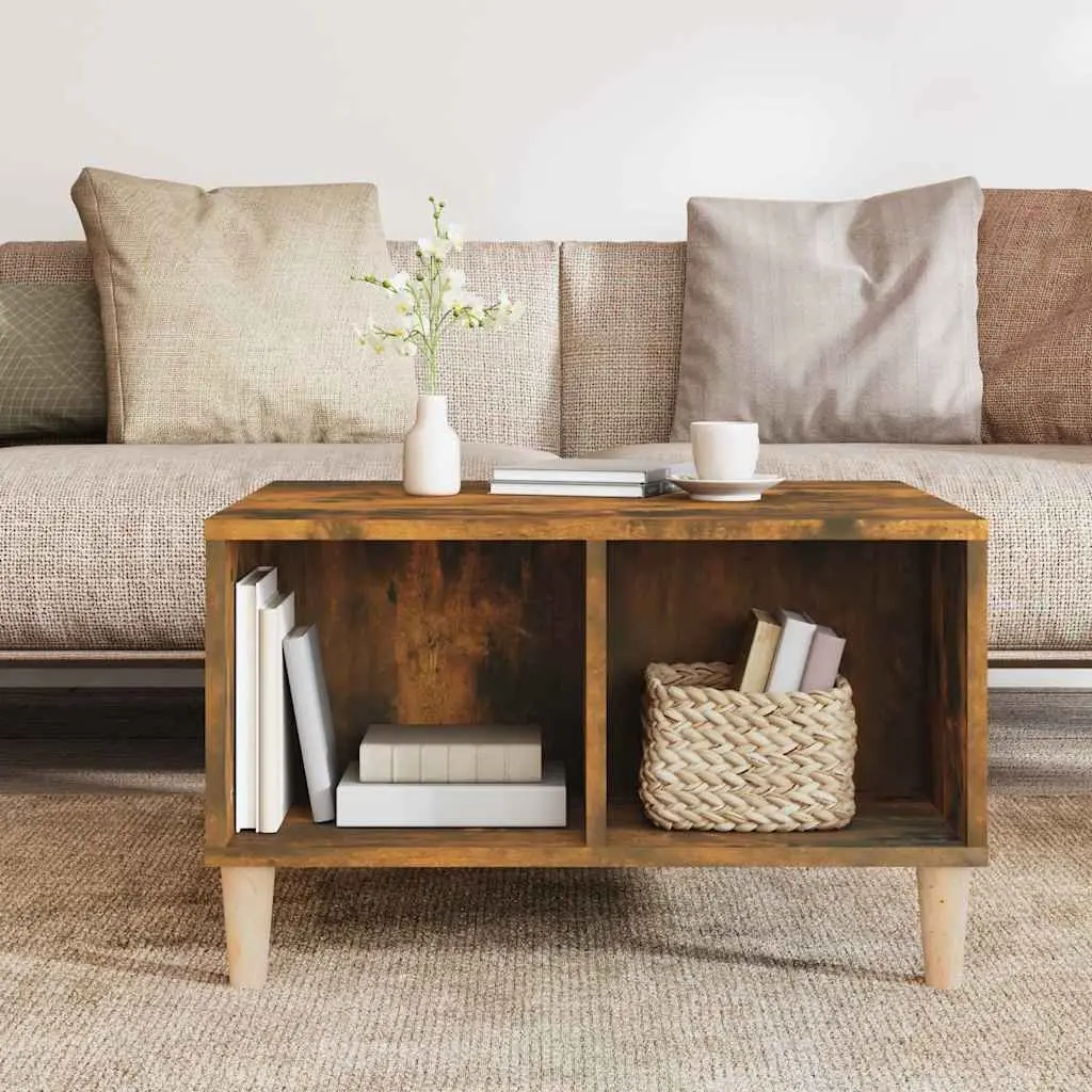 Coffee Table with Open Storage in Smoked Oak