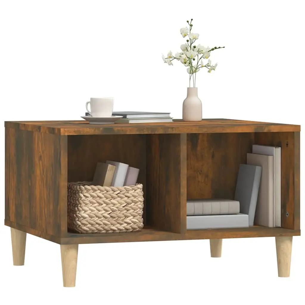 Coffee Table with Open Storage in Smoked Oak