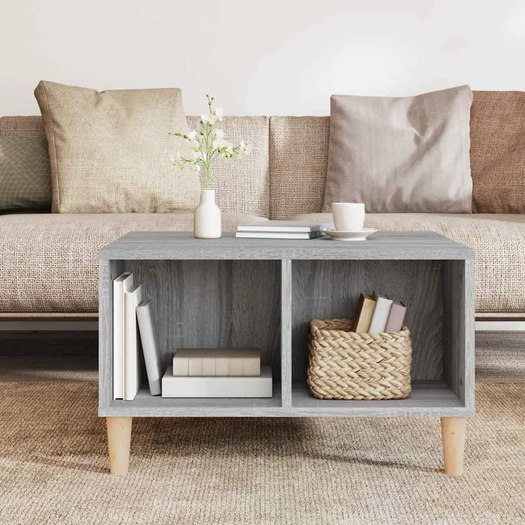 Grey Coffee Table with Storage and Open Shelving