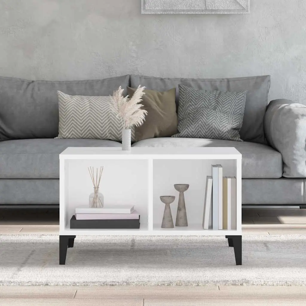 White Coffee Table with Storage 60x50x36.5 cm