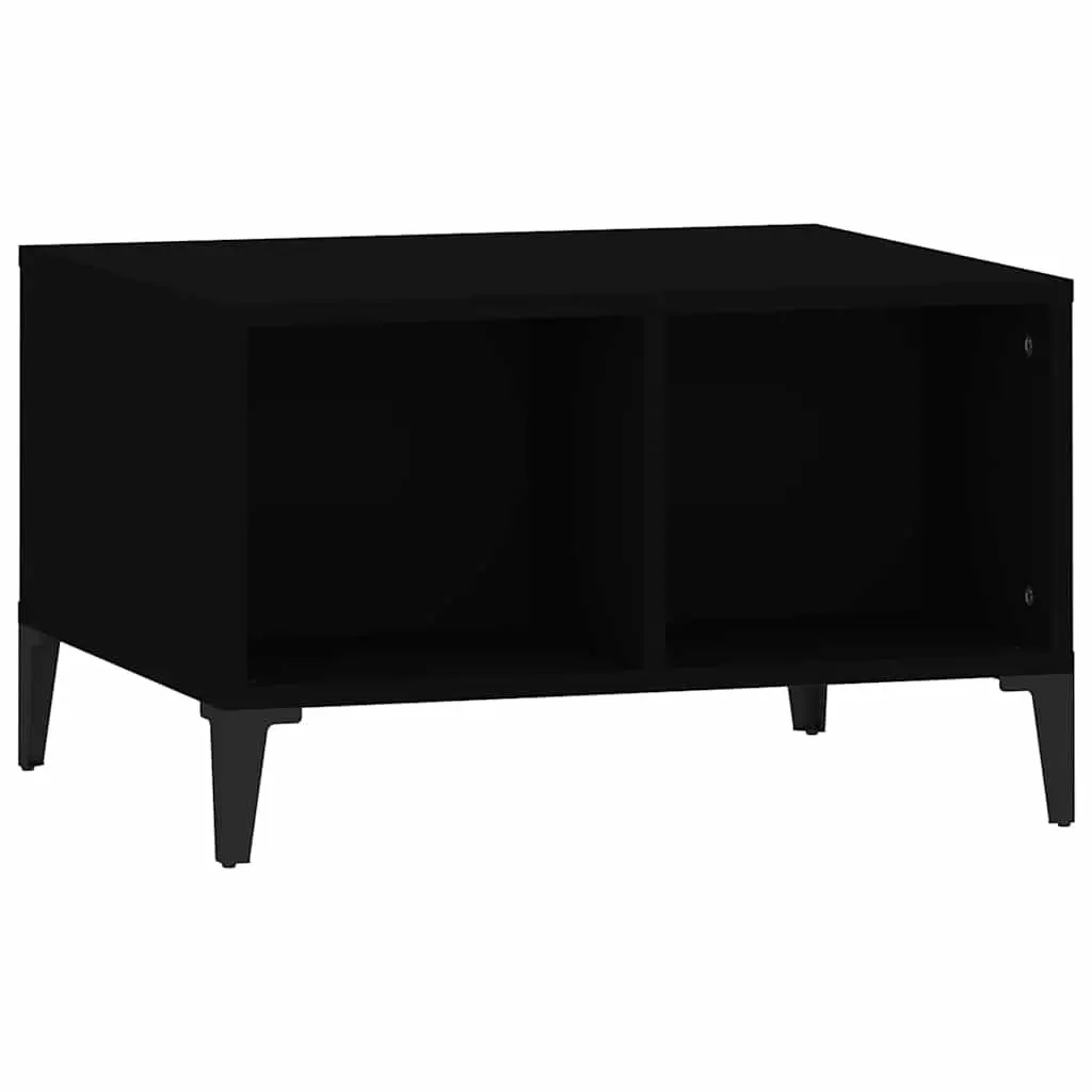 Industrial Black Coffee Table with Storage Compartments