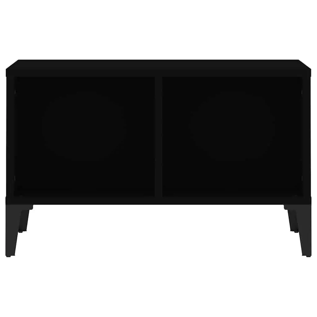 Industrial Black Coffee Table with Storage Compartments
