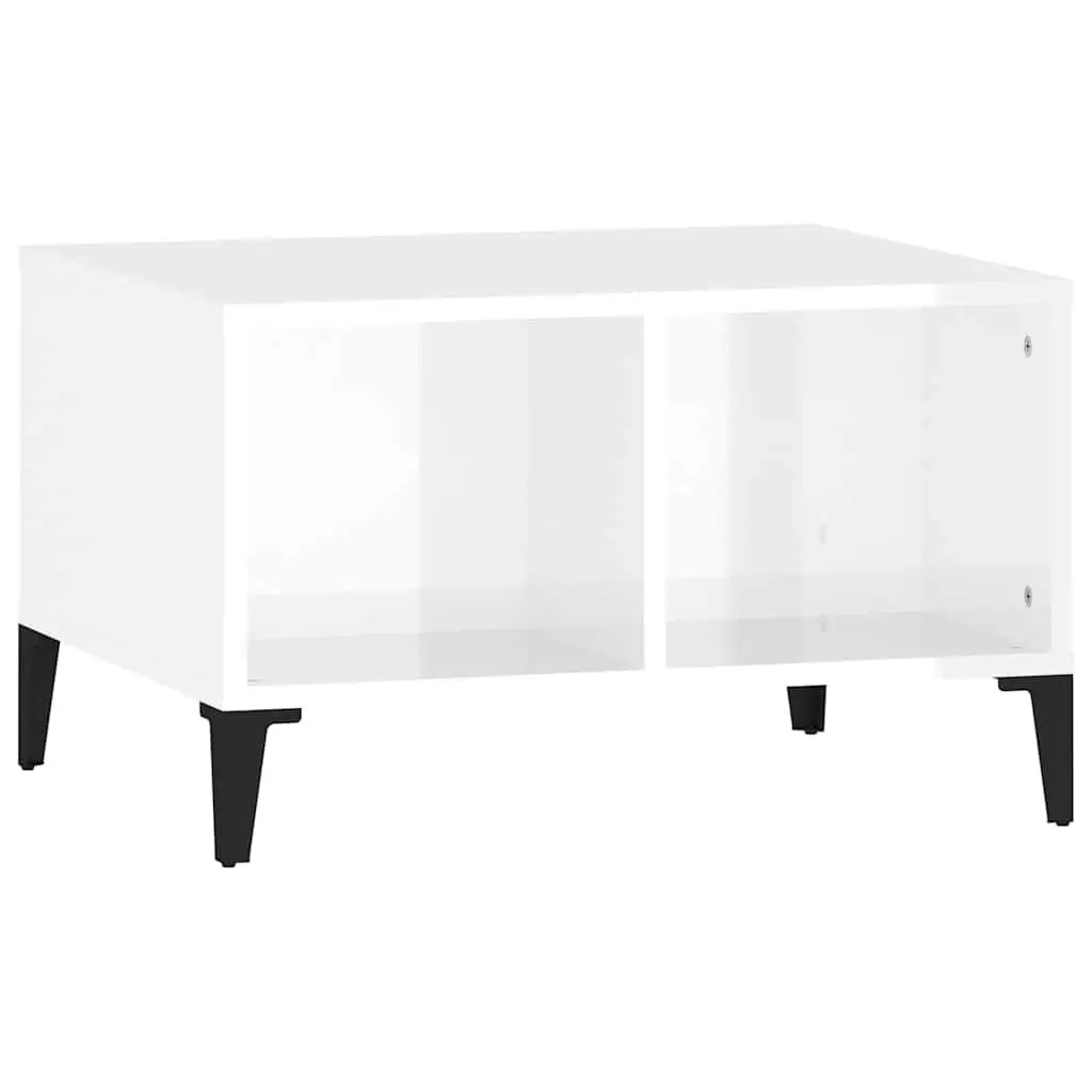 High Gloss White Coffee Table with Open Storage