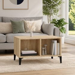 Industrial-Style Coffee Table with Open Storage, Brown