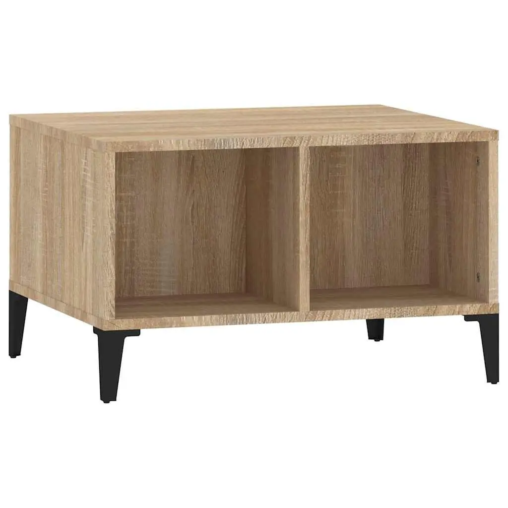 Coffee Table with Open Storage Compartments Brown Accent Side Table 60x50x36.5cm