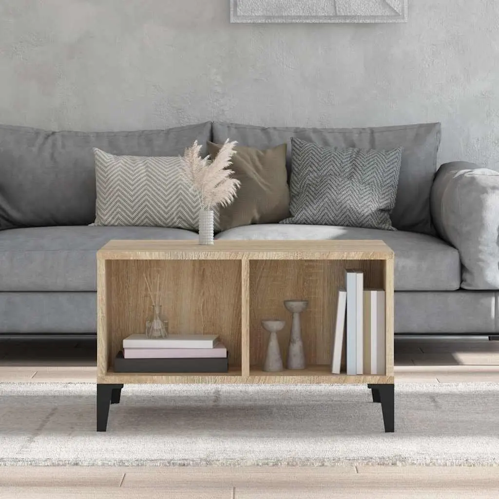 Coffee Table with Open Storage Compartments Brown Accent Side Table 60x50x36.5cm