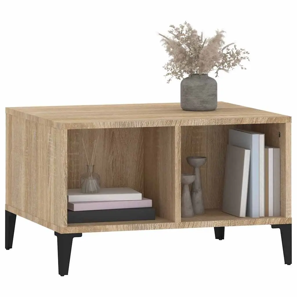 Coffee Table with Open Storage Compartments Brown Accent Side Table 60x50x36.5cm