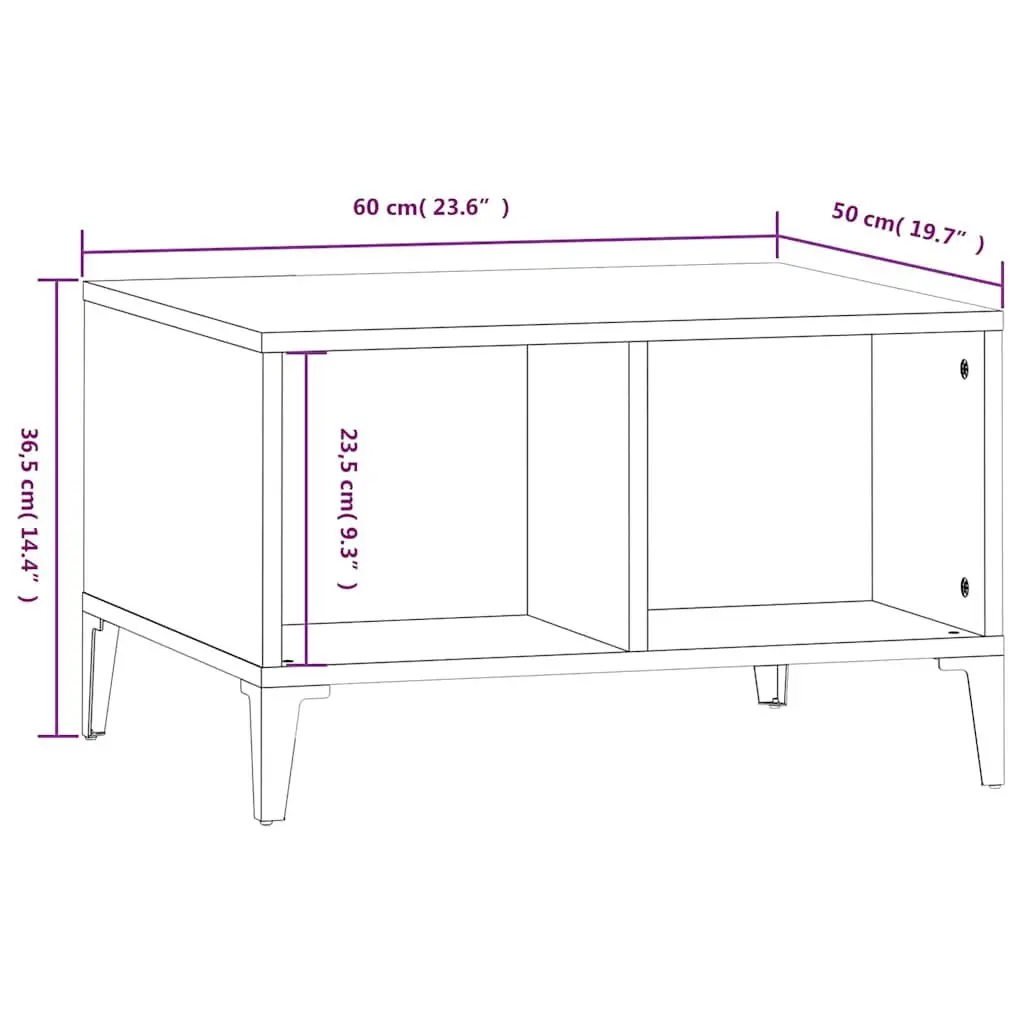 Coffee Table with Open Storage Compartments Brown Accent Side Table 60x50x36.5cm
