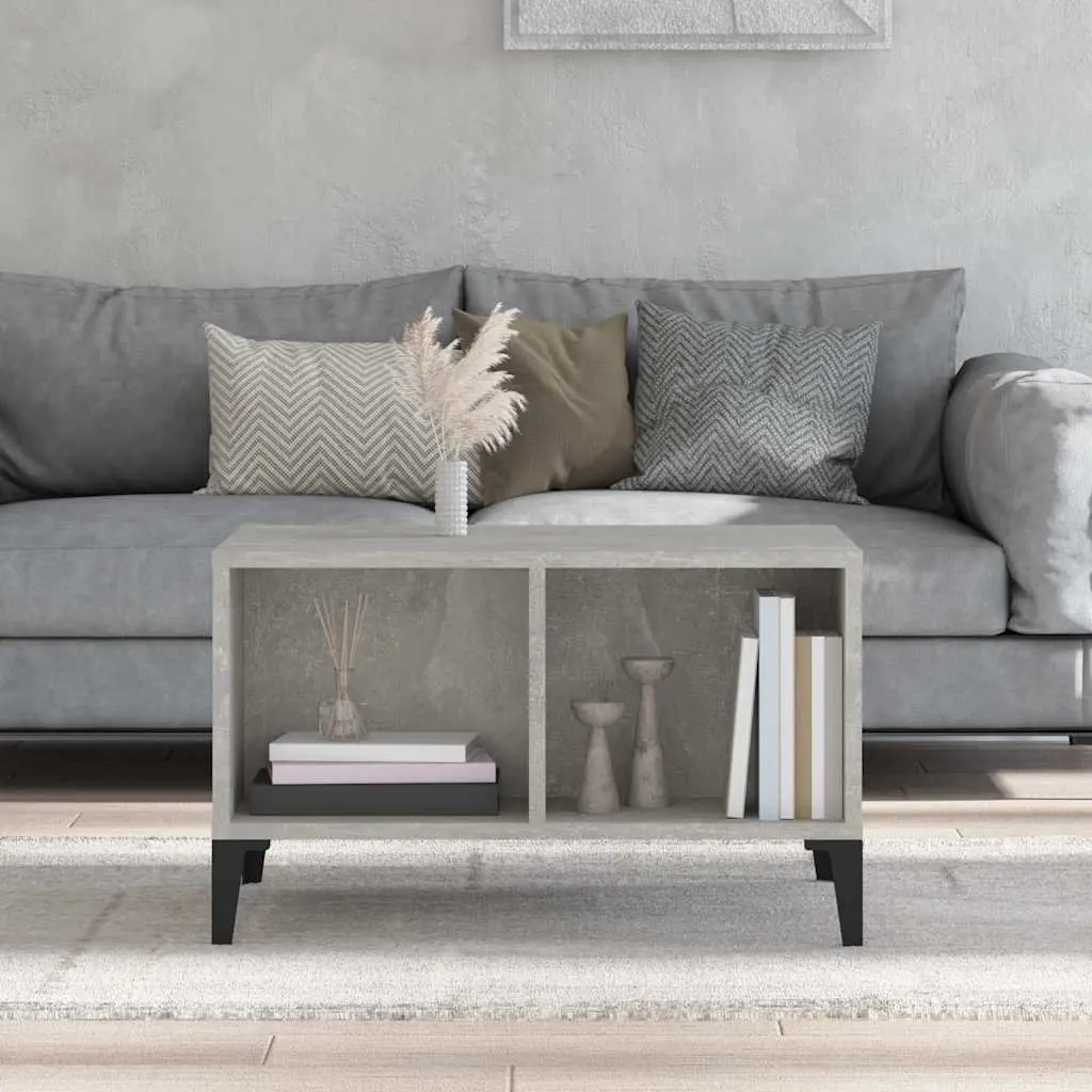 Industrial Style Grey Coffee Table with Open Storage