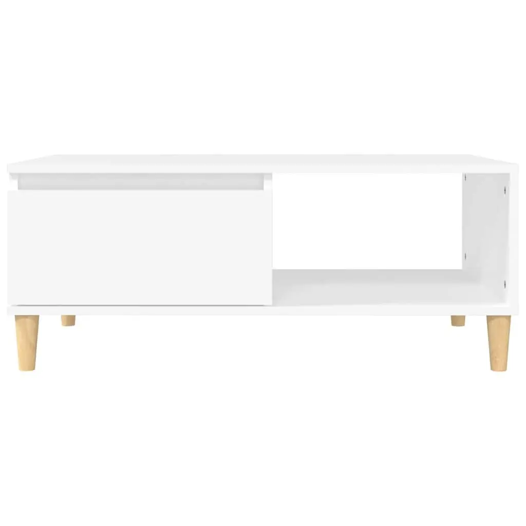White Scandinavian Coffee Table with Storage Drawer