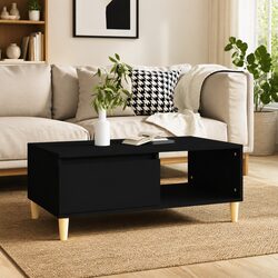 Black Scandinavian Style Coffee Table with Storage Drawer