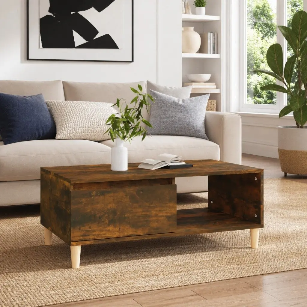 Coffee Table with Storage in Smoked Oak Finish