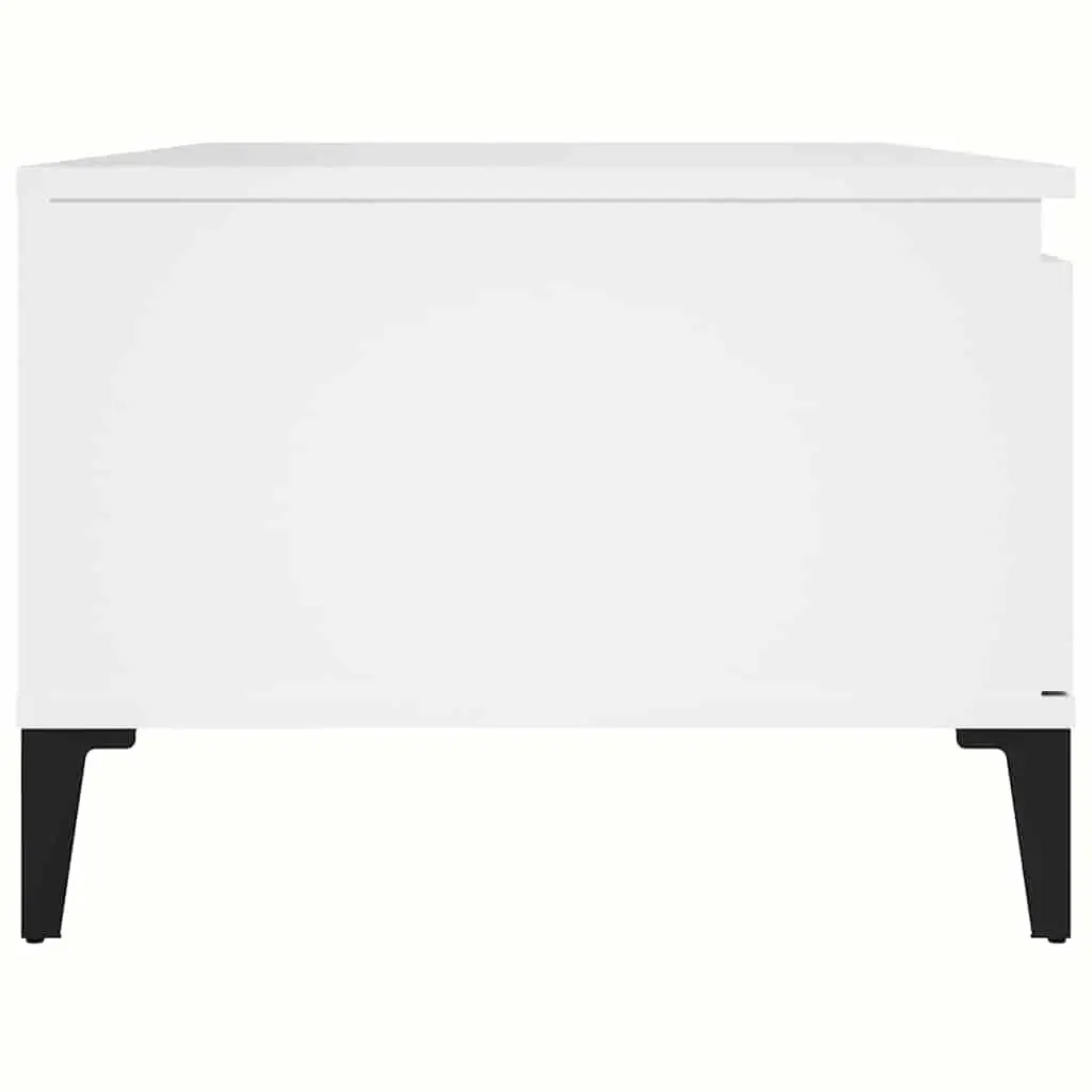 White Coffee Table with Storage Drawer and Open Compartment
