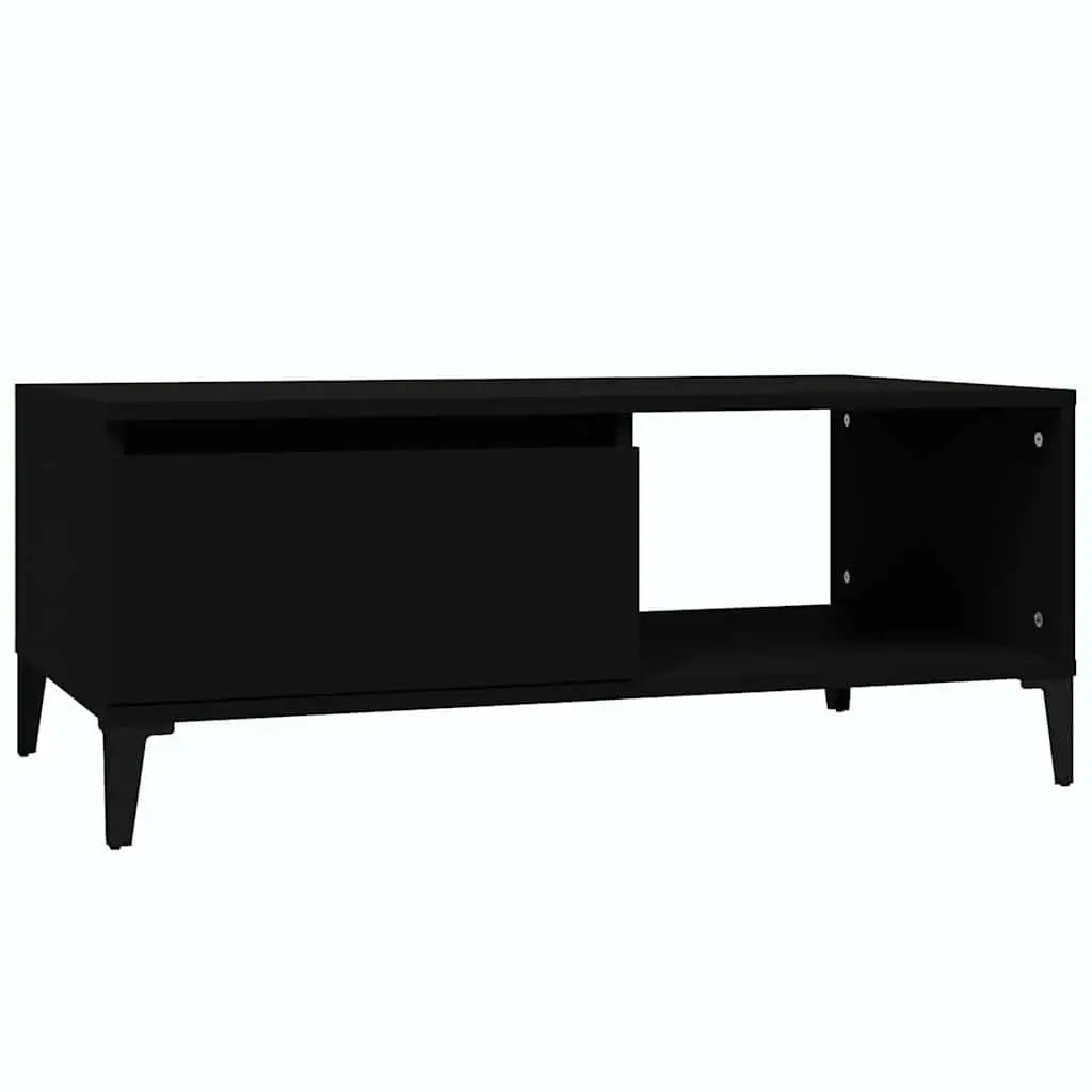 Industrial Style Black Coffee Table with Storage