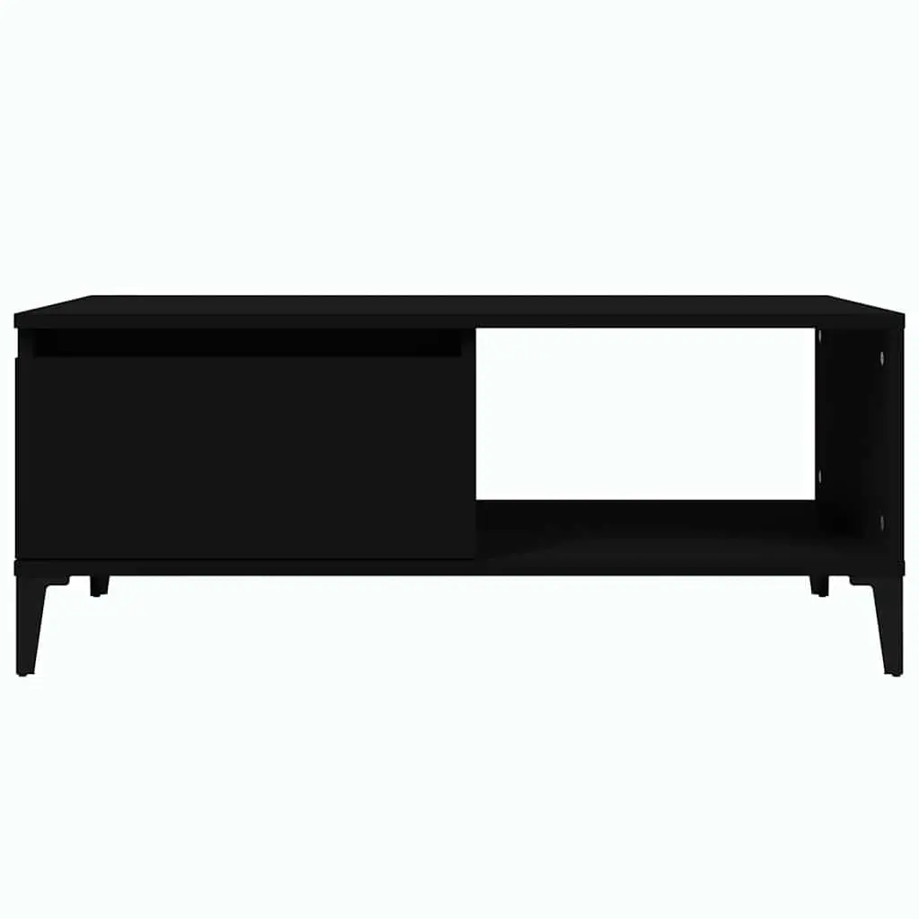 Industrial Style Black Coffee Table with Storage