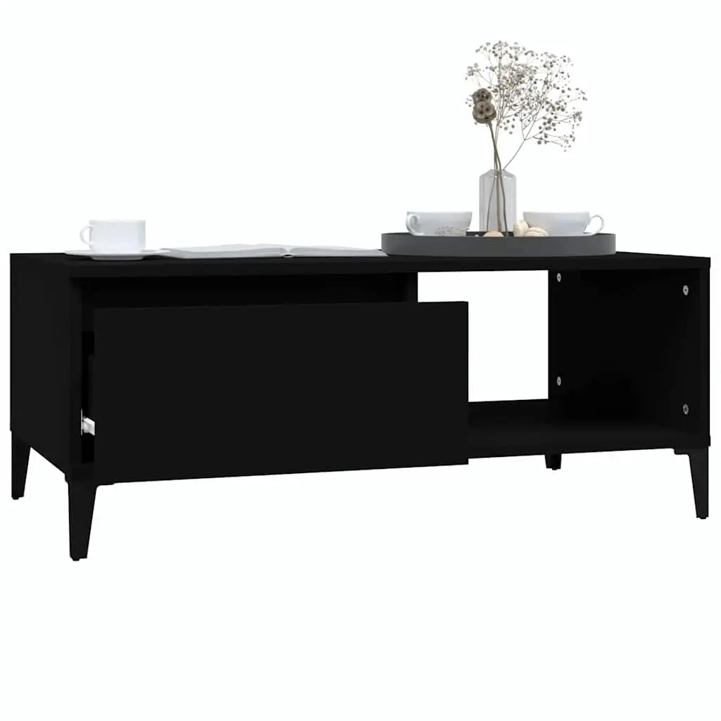 Industrial Style Black Coffee Table with Storage