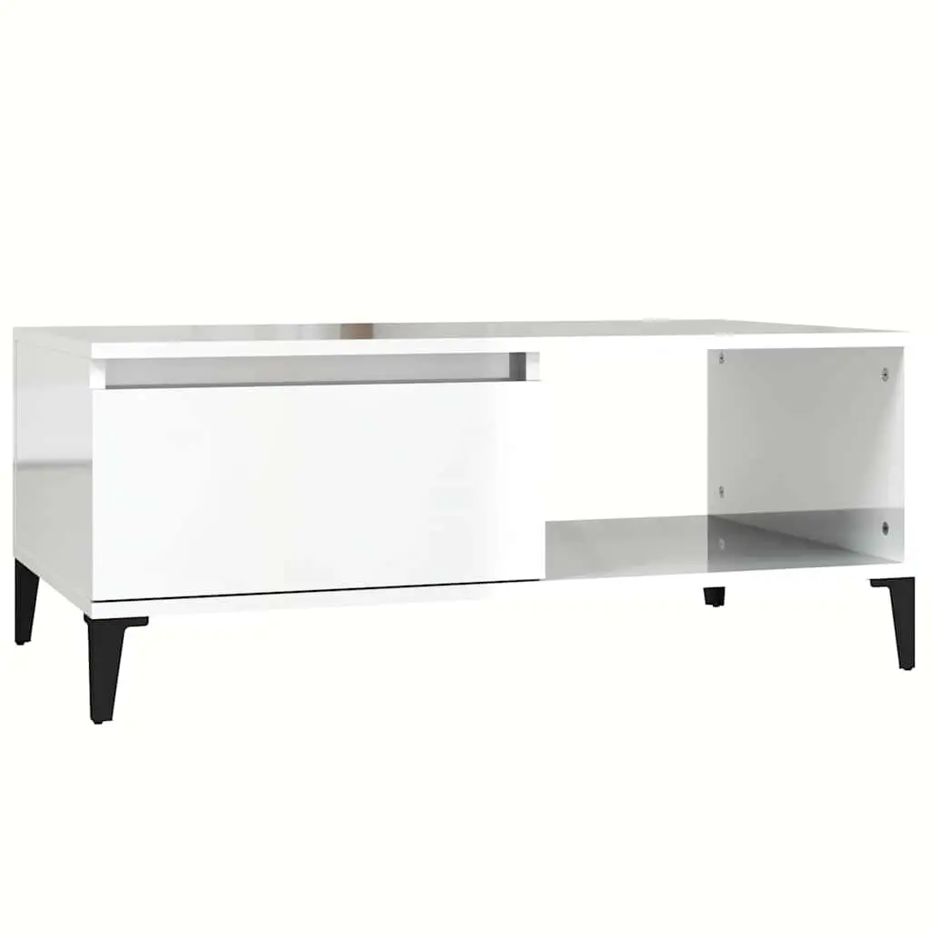 High Gloss White Coffee Table with Storage