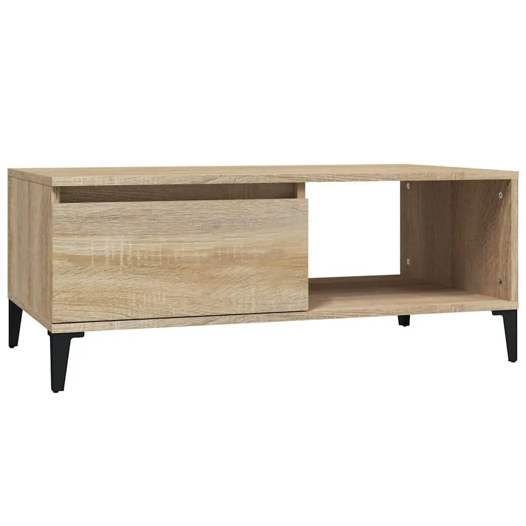 Brown Coffee Table with Storage Drawer and Compartment