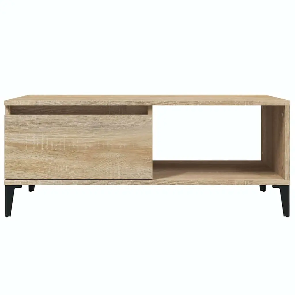 Brown Coffee Table with Storage Drawer and Compartment