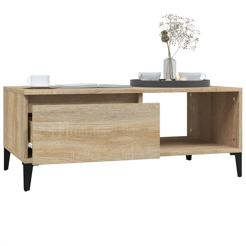 Brown Coffee Table with Storage Drawer and Compartment