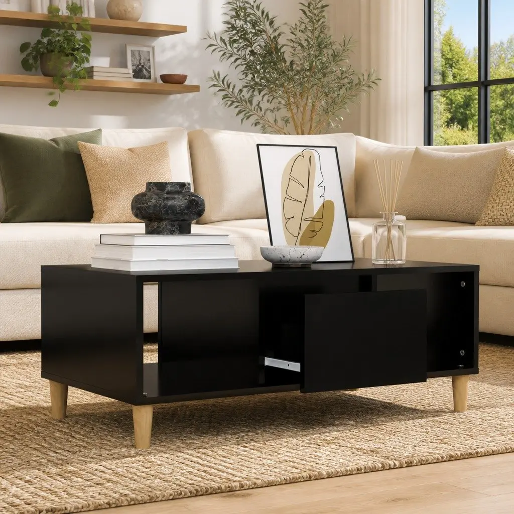 Black Coffee Table with Ample Storage