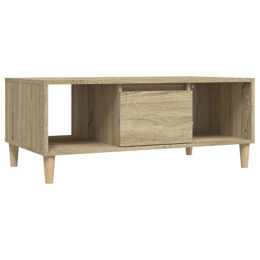 Sonoma Oak Coffee Table with Open Compartments and Drawer