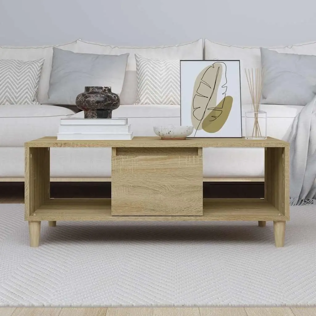 Sonoma Oak Coffee Table with Open Compartments and Drawer
