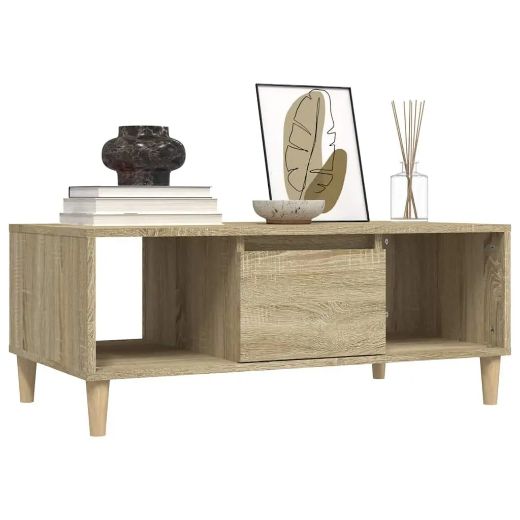 Sonoma Oak Coffee Table with Open Compartments and Drawer