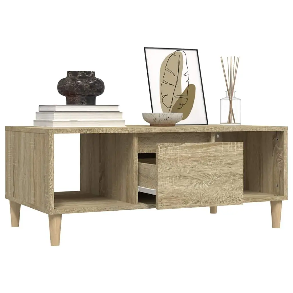 Sonoma Oak Coffee Table with Open Compartments and Drawer
